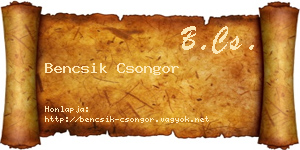 Bencsik Csongor névjegykártya